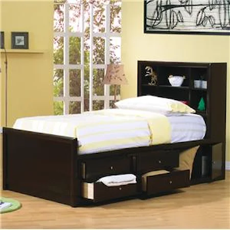 Twin Bookcase Bed with Underbed Storage